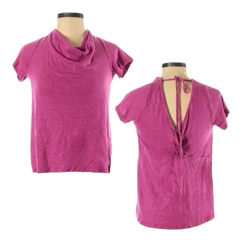 Maeve Anthropologie Horizon Tee Linen Cowl Neck Open Back Top Size XS